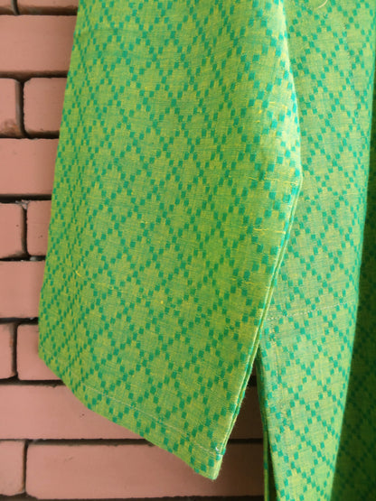 Nakshi Green Cotton Geometric Pattern Men's Kurta