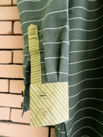 Load image into Gallery viewer, Olive Green Cotton Striped Angarakha Style Men&#39;s Kurta
