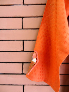 Orange Self Weave Cotton Embroidery Women's Kurti