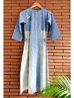 Load image into Gallery viewer, Blue Moon  Self Weave Cotton Embroidery Women&#39;s Kurti
