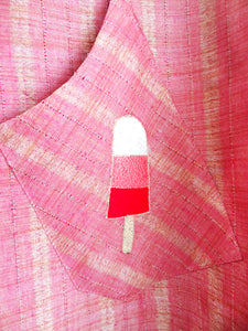 Strawberry Self Weave Striped Cotton Embroidery Women's kurti