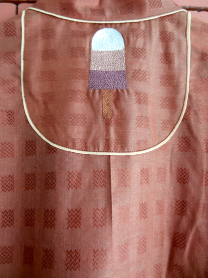 Nakshi Chocolate Self Weave Embroidery Men's Kurta