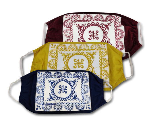 Nakshi Cotton and Linen Hand Block Printed 2 Layer Reusable Mask Pack of 3