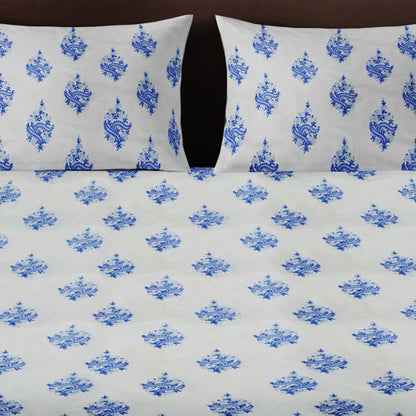 Nakshi 100% Handmade  Paisley pattern sanganeri Block Print King Size Bedsheets comes  with 2 Pillow covers
