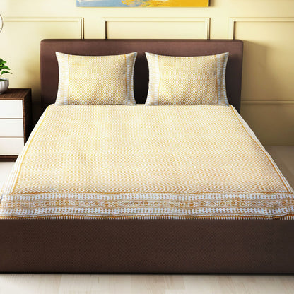 Nakshi 100% Handmade  Geometrical sanganeri Block Print King Size Bedsheets comes  with 2 Pillow covers.