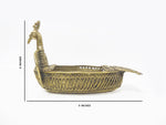 Load image into Gallery viewer, Dokra showpiece - peacock boat 6&quot;x9&quot;
