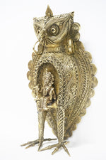 Load image into Gallery viewer, Dokra showpiece - Goddess Lakshmi with Owl 12.25&quot;x7.5&quot;
