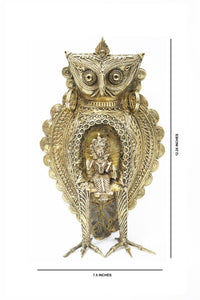 Dokra showpiece - Goddess Lakshmi with Owl 12.25"x7.5"