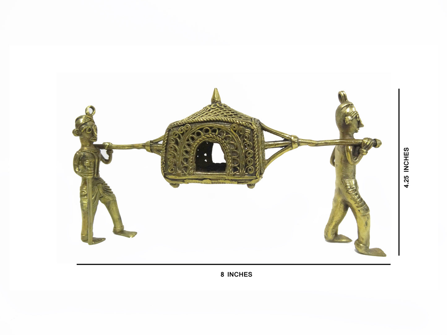 Nakshi Dokra showpiece - bearers carrying a palki 4.25"x8"