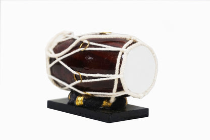 Nakshi Wooden Dholak Handcrafted Miniature Musical Instrument Showpiece 3"x2.25"