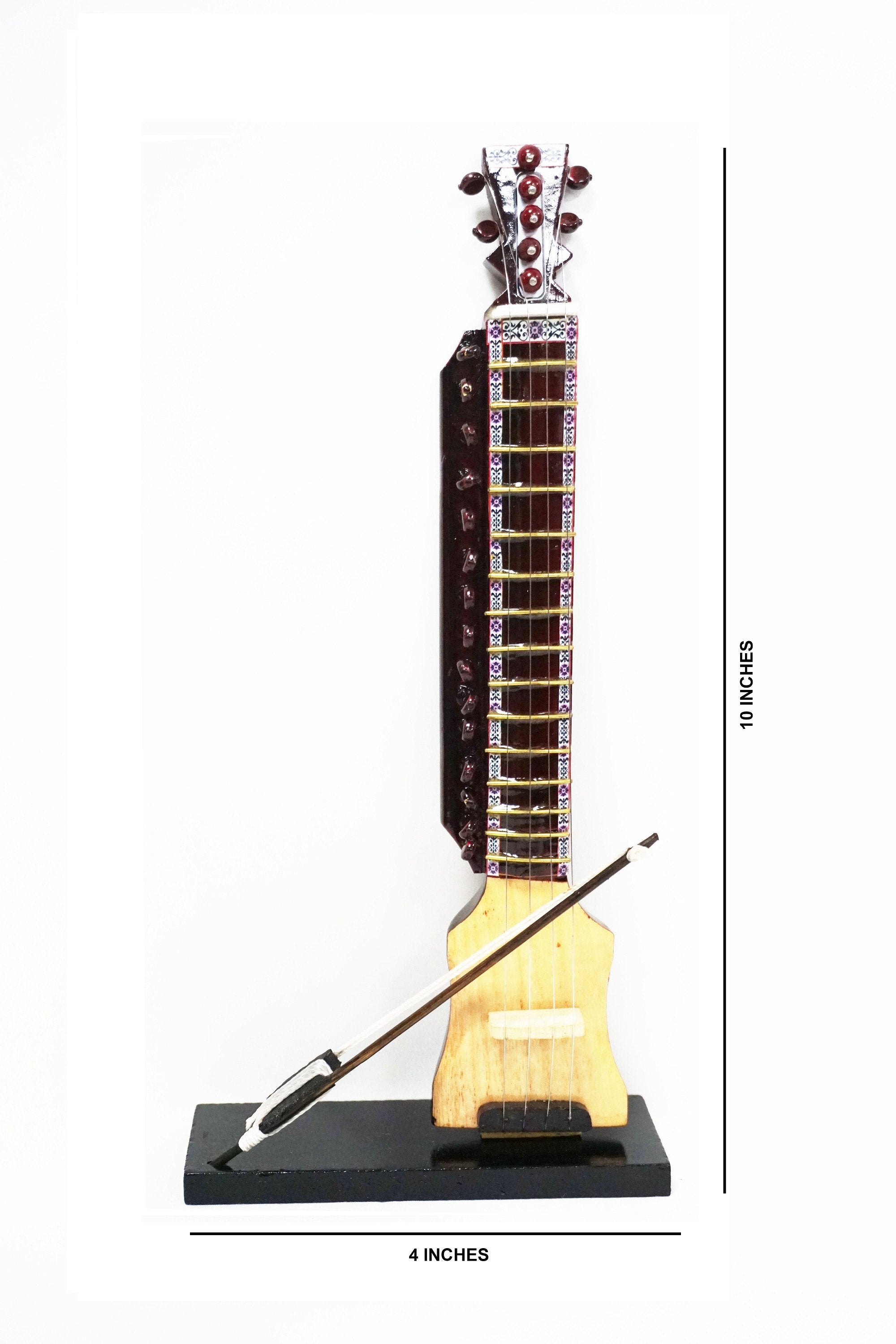 Nakshi Wooden Dilruba Handcrafted   Miniature Musical Instrument Showpiece 10"x4"