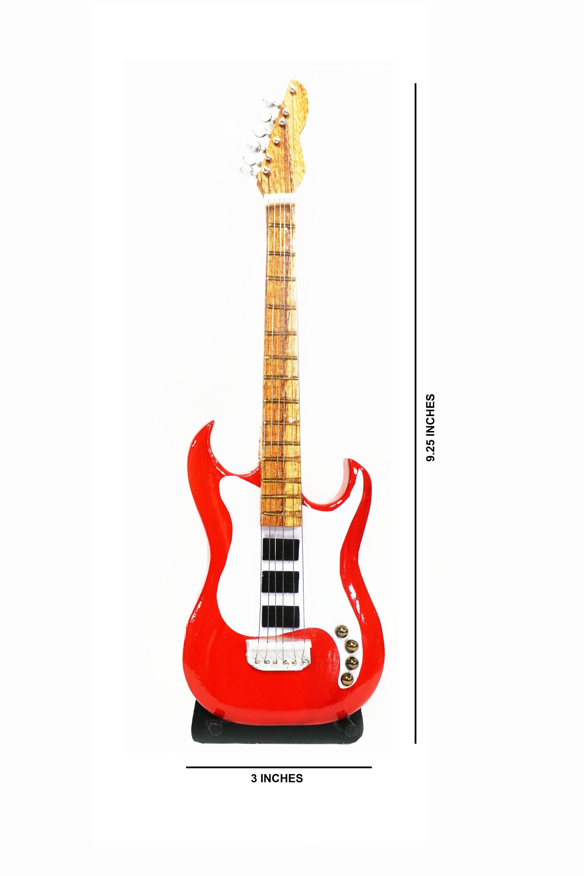 Nakshi Wooden Electric Guitar Handcrafted   Miniature Musical Instrument Showpiece 9.25"x3"