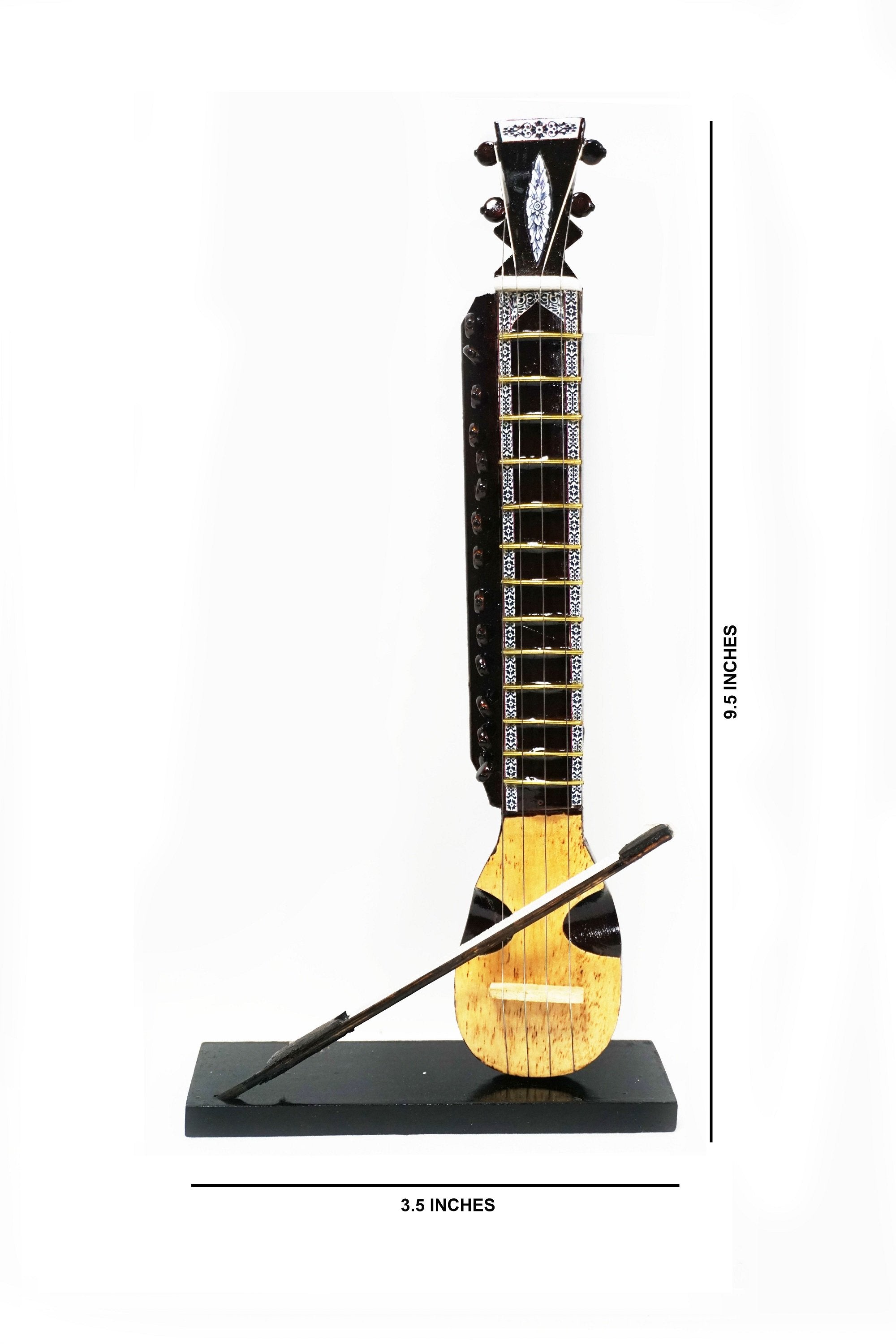 Nakshi Wooden Esraj Handcrafted   Miniature Musical Instrument Showpiece 9.5"x3.5"