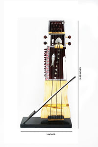 Nakshi Wooden Sarengi Handcrafted   Miniature Musical Instrument Showpiece 10.25"x3"