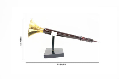 Nakshi Wooden Shahnai Handcrafted Miniature Musical Instrument Showpiece 9.5"x4.75"
