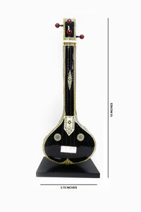 Nakshi Wooden Tanpura Handcrafted   Miniature Musical Instrument Showpiece 10"x3.75"