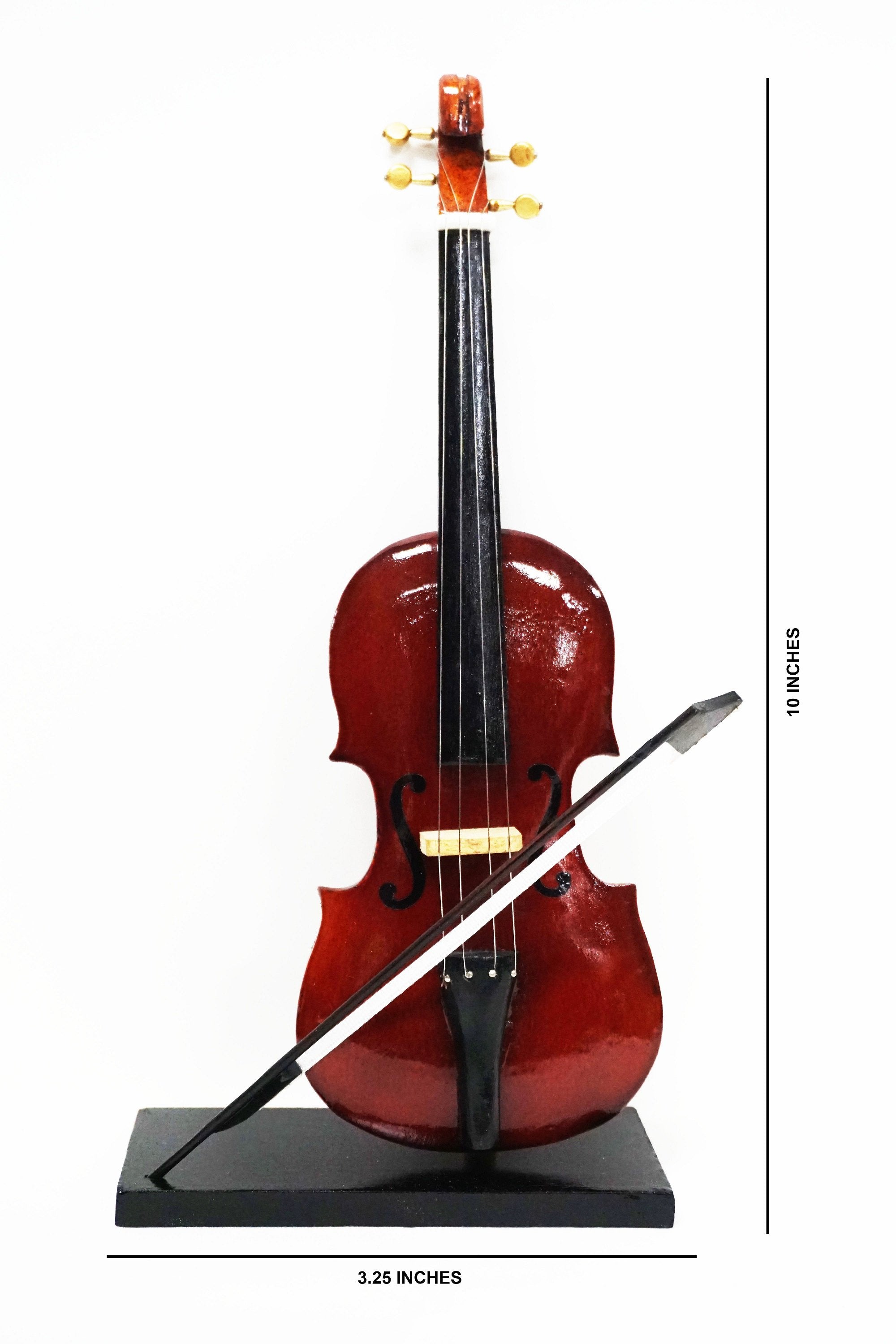 Nakshi Wooden Violin Handcrafted   Miniature Musical Instrument Showpiece 10"x3.25"