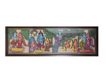 Load image into Gallery viewer, Kalighat Patachitra Hand Painting Wall Hanging Radha Krishnaleela with Fiber Frame 49&quot;x16&quot;
