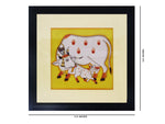 Load image into Gallery viewer, Pichwai Hand Painting Wall Hanging Cow-N-Calf with Fiber Frame 13.5&quot;x13.5&quot;
