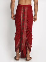 Load image into Gallery viewer, Maroon Cotton Ethnic Pattern Hand-Block Print Dhoti
