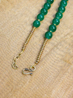 Load image into Gallery viewer, Traditional Handcrafted Green beads, pearl &amp; gold metal betel leaf shape necklace set
