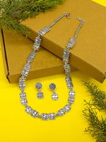 Load image into Gallery viewer, Handcrafted German Silver square shape necklace set
