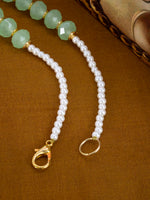 Load image into Gallery viewer, Handcrafted Light green crystals gold metal &amp; art pearl necklace set
