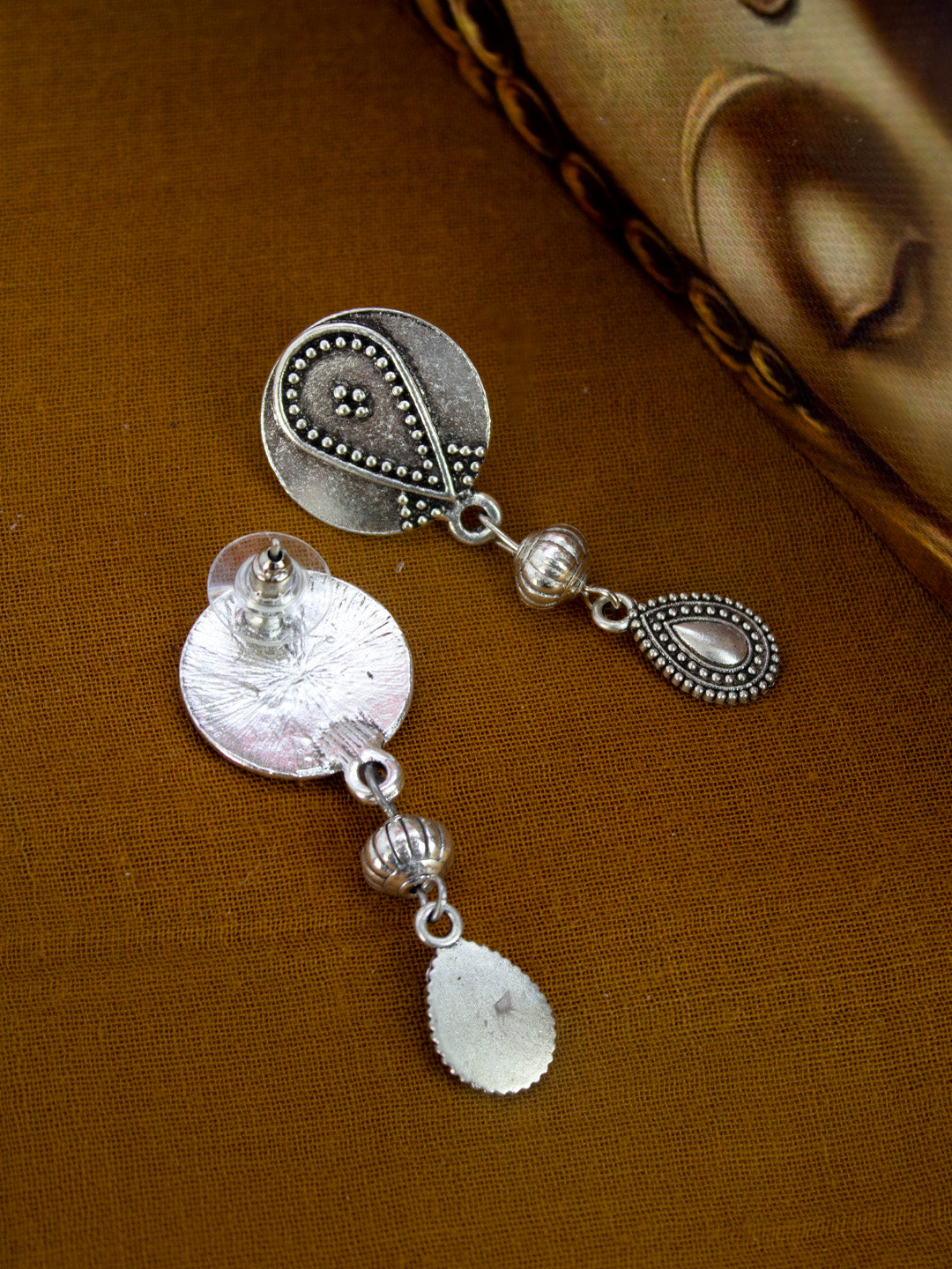 Nakshi Handcrafted German Silver & Sky Blue Onyx Water Drop Shape Necklace Set
