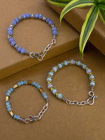 Load image into Gallery viewer, Handcrafted German Silver , beads &amp;  multi colour crystals bracelet set of three
