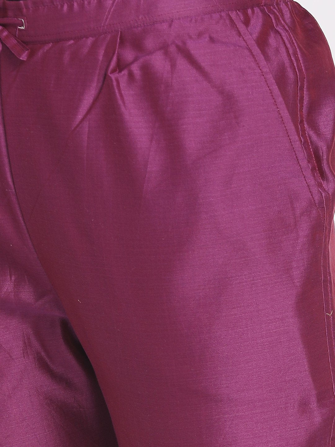 Pure chanderi purple solid cropped pant