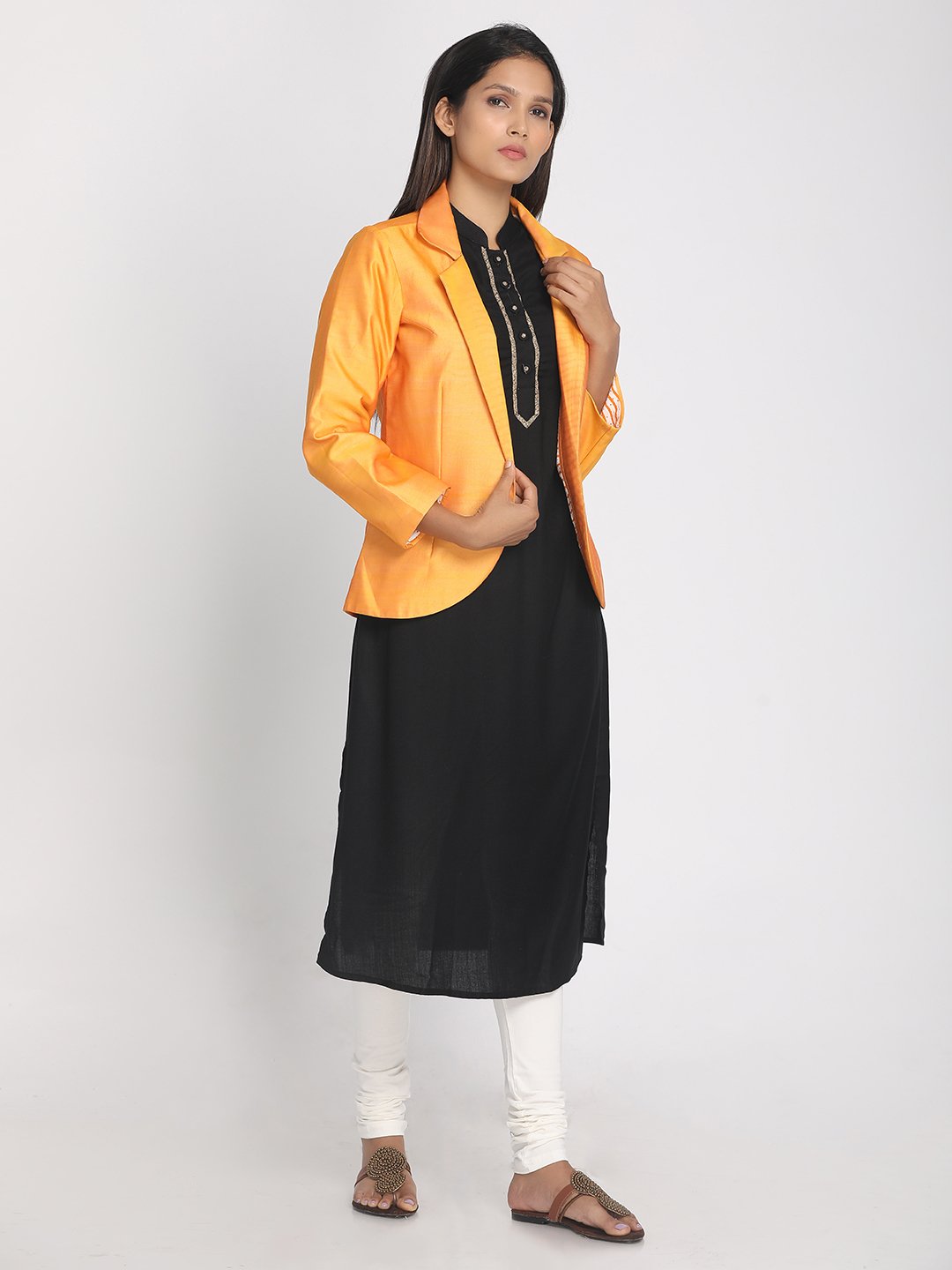 Silk Chanderi Lapeled Jacket