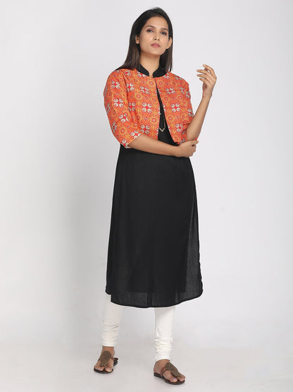Nakshi Multicoloured Silk Open Front Women's Cropped Jacket