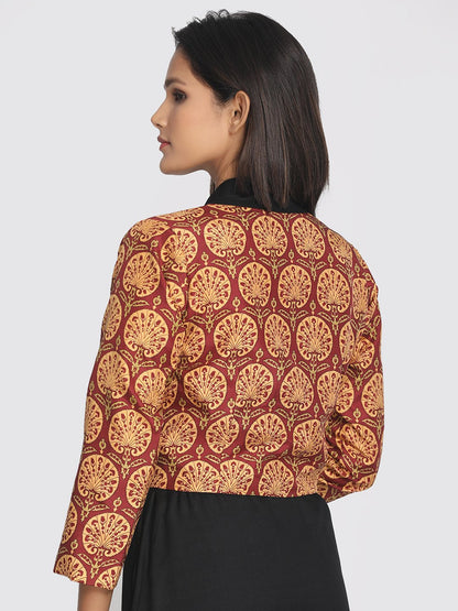 Nakshi Multicoloured Silk Open Front Women"s Cropped Jacket