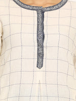 Load image into Gallery viewer, Cream-Coloured &amp; Navy Blue Checked Straight Kurta
