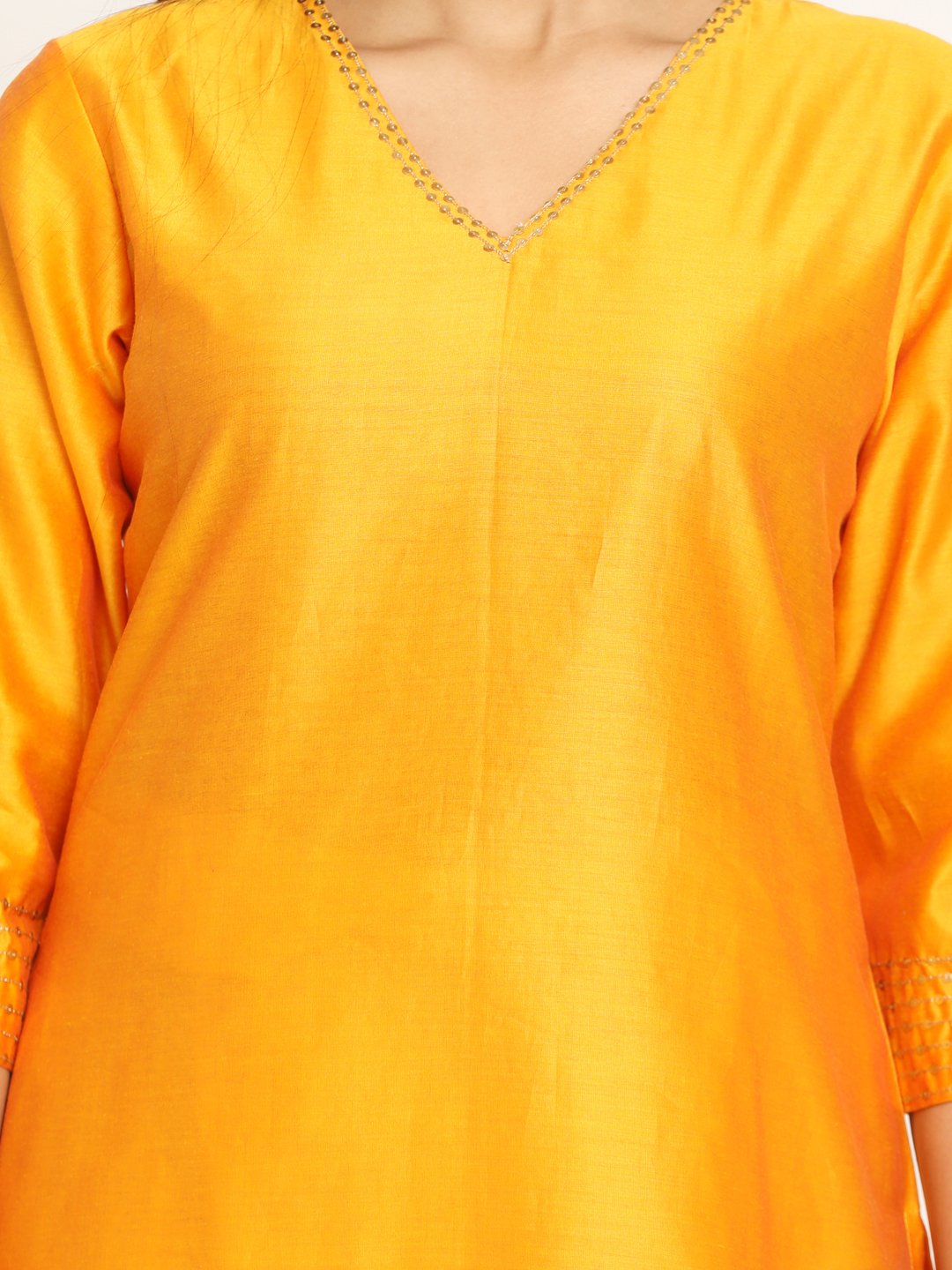 Nakshi Yellow Solid Handloom Straight Kurti