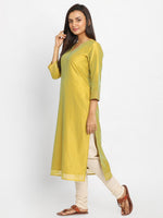 Load image into Gallery viewer, Yellow &amp; Green Solid Straight Kurta
