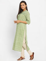 Load image into Gallery viewer, Green Checked Straight Kurta
