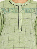Load image into Gallery viewer, Green Checked Straight Kurta
