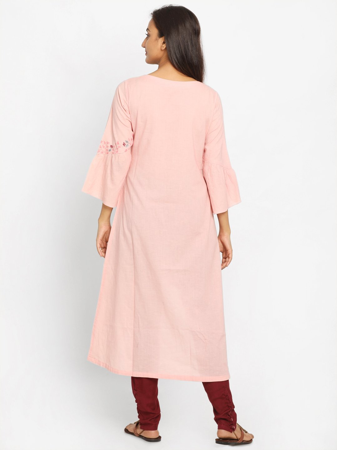Nakshi Pink Printed A-Line Kurti