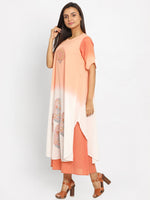 Load image into Gallery viewer, Peach-Coloured Printed A-Line Kurta
