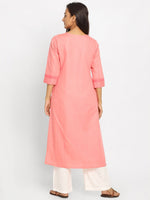 Load image into Gallery viewer, Peach-Coloured Solid Straight Kurta

