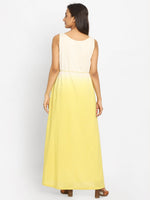 Load image into Gallery viewer, Yellow &amp; Off-White Colourblocked A-Line Kurta

