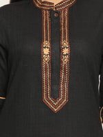 Load image into Gallery viewer, Embroidered Assymetrical Black Kurta
