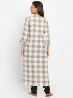 Load image into Gallery viewer, Grey &amp; Off-White Checked Straight Kurta
