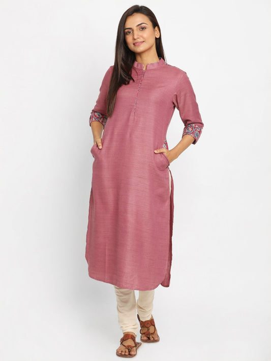 Nakshi Printed Mauve Coloured Women's Long Kurti