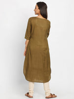 Load image into Gallery viewer, Box Pleated Olive Green Kurta
