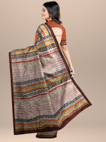 Load image into Gallery viewer, Burnt Orange Geometric Printed Tussar-Silk Saree With Zari Embroidery &amp; Dabka Work

