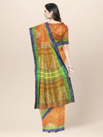 Load image into Gallery viewer, Cotton Handwoven &amp; Hand Block Printed Saree Orange
