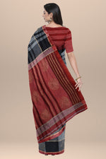Load image into Gallery viewer, Cotton Handwoven Checks &amp; Hand Block Printed Saree
