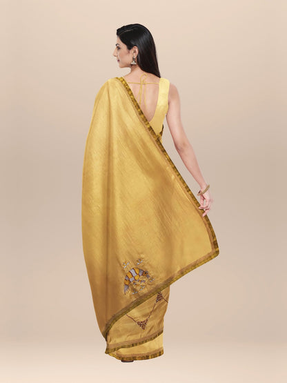 Nakshi Hand Crafted Thread Embroided Silk Saree With Beautiful Amalgamation Of Tradition